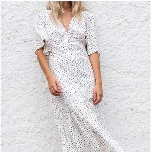 Billabong White Polka Dot MIDI dress NWT!